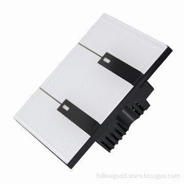 2-circuit Intelligent Touch Switch with Crystal Glass Piano Key Feature Panel and ABS Plastic Body